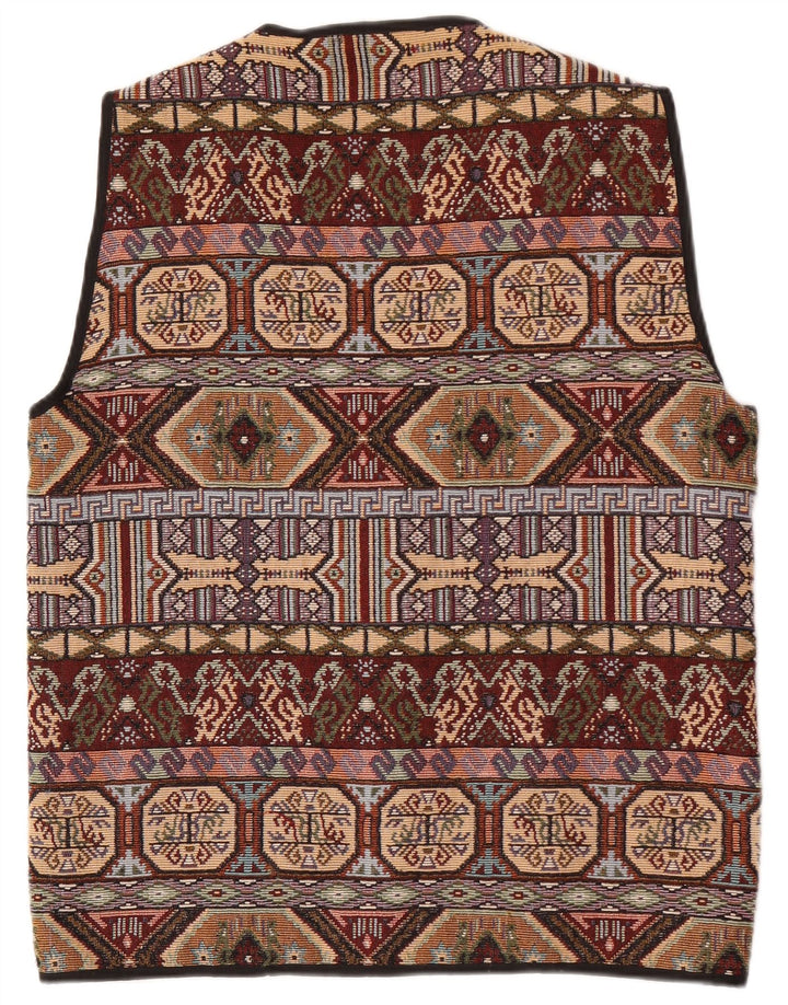 Colete Vintage Masculino XL Marrom Geométrico