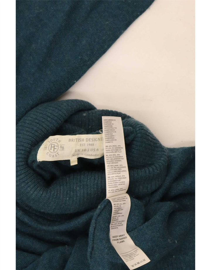 Suéter feminino Fat Face com gola redonda Reino Unido 10 lã azul pequena