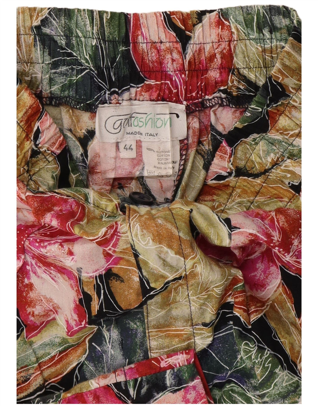 Bermuda feminina vintage IT 44 médio W28 floral multicolorido