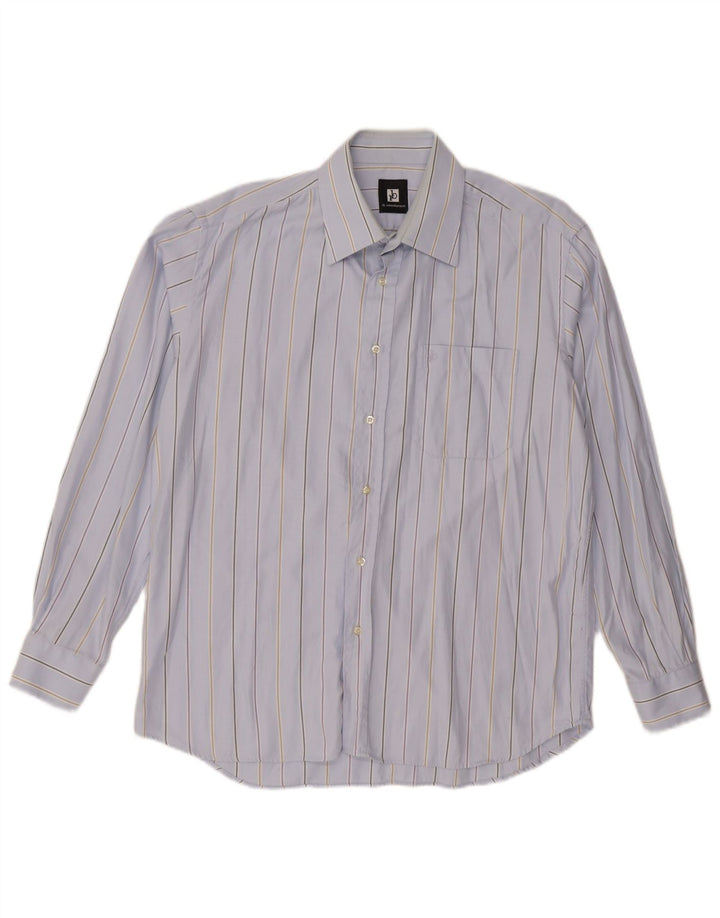 Camisa masculina Roccobarocco tamanho 42 16 1/2 grande listrada azul
