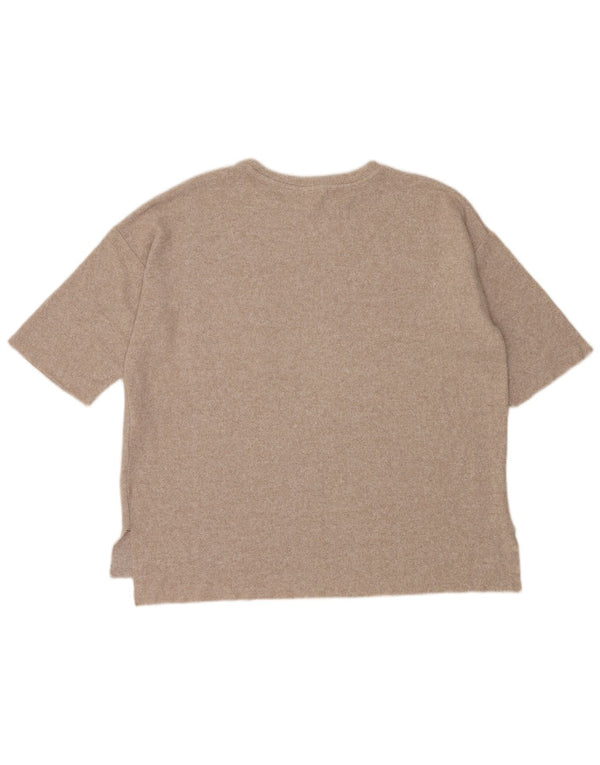 Zara Camiseta Feminina Trafaluc Oversized Top UK 14 Bege Médio Salpicado