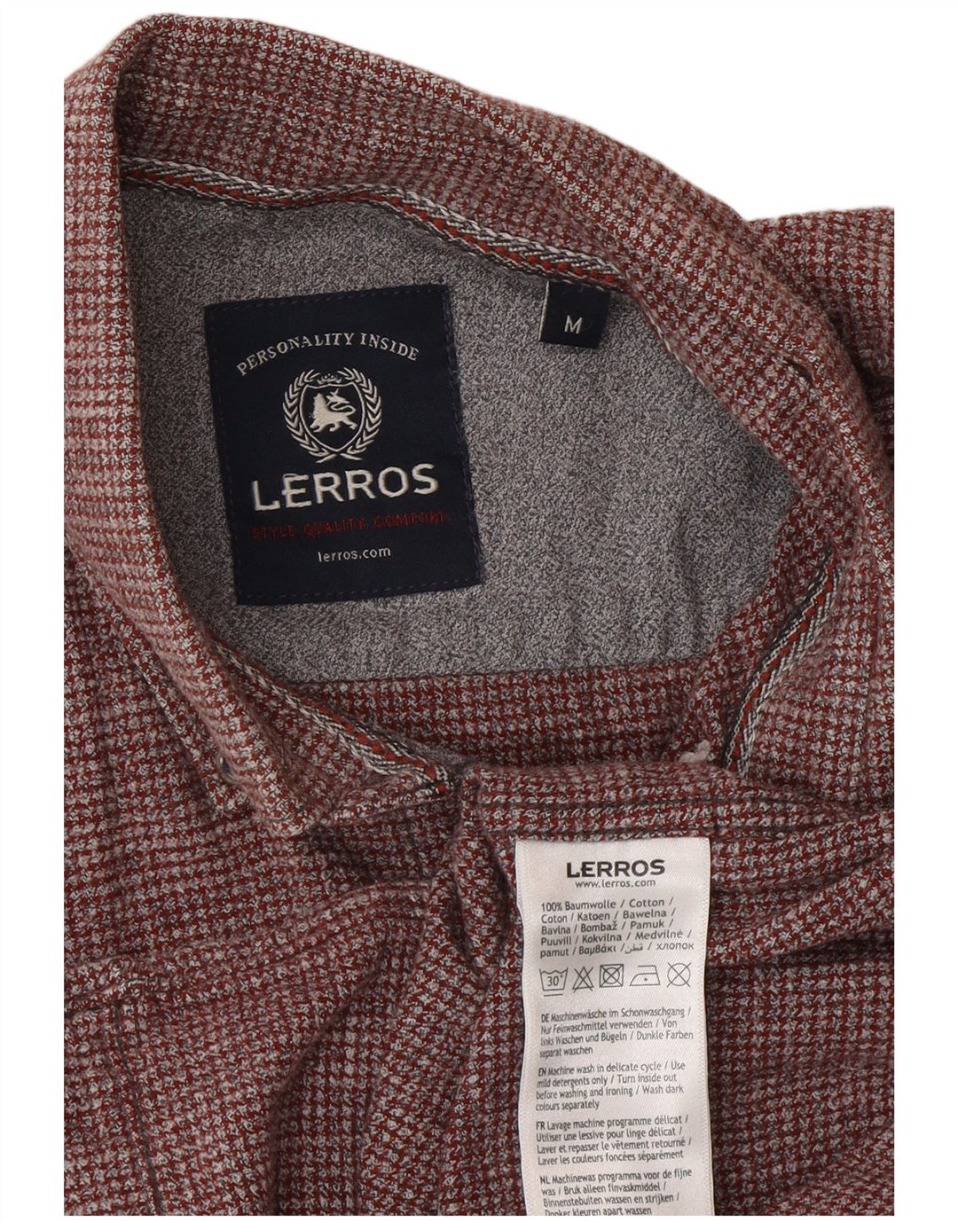 Camisa Lerros masculina Classic Fit médio algodão xadrez Borgonha