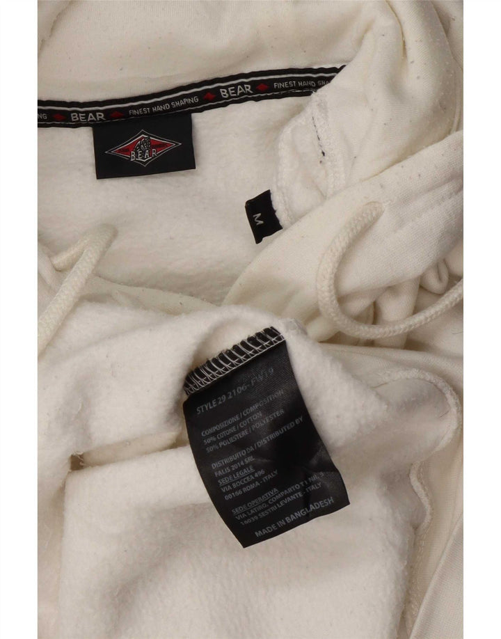 Bear masculino gráfico moletom com capuz médio algodão branco