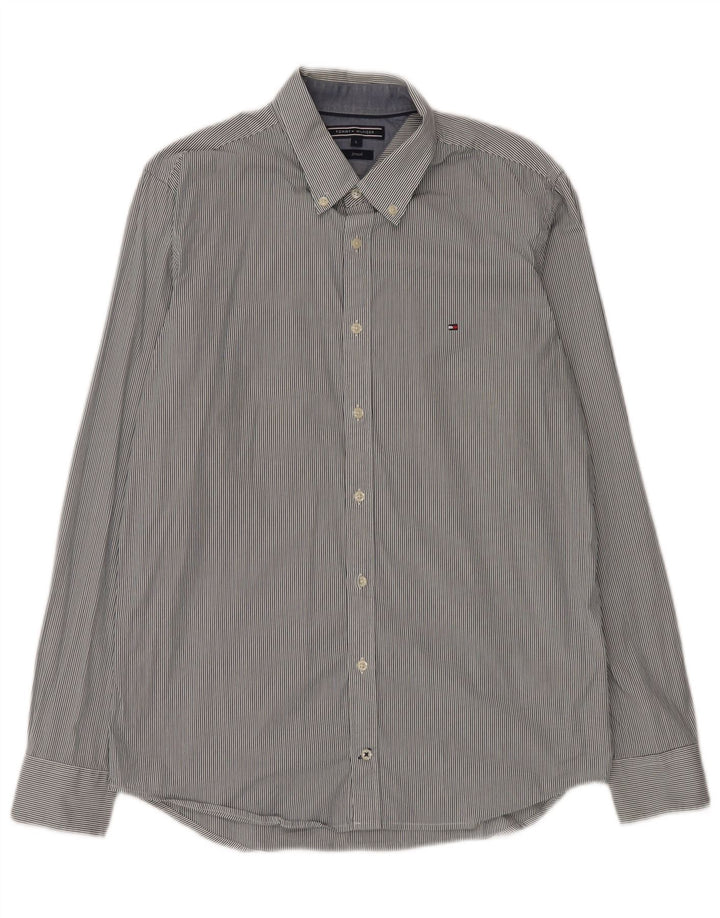Camisa masculina TOMMY HILFIGER grande algodão listrado azul