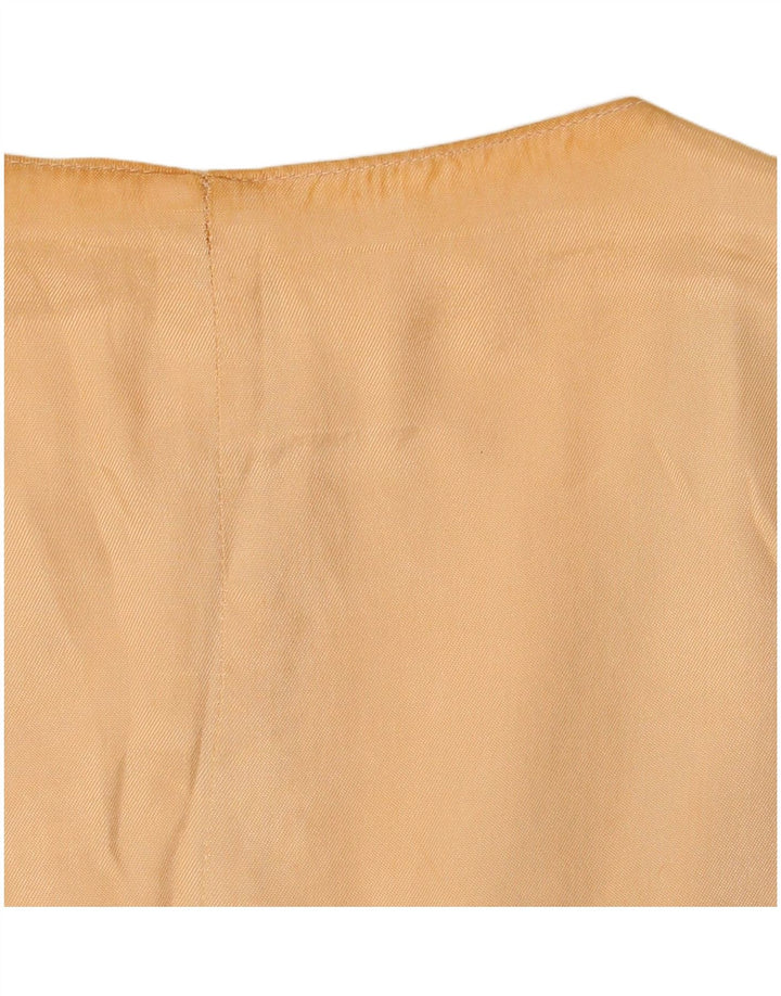Colete feminino vintage UK 18 XL poliéster geométrico bege