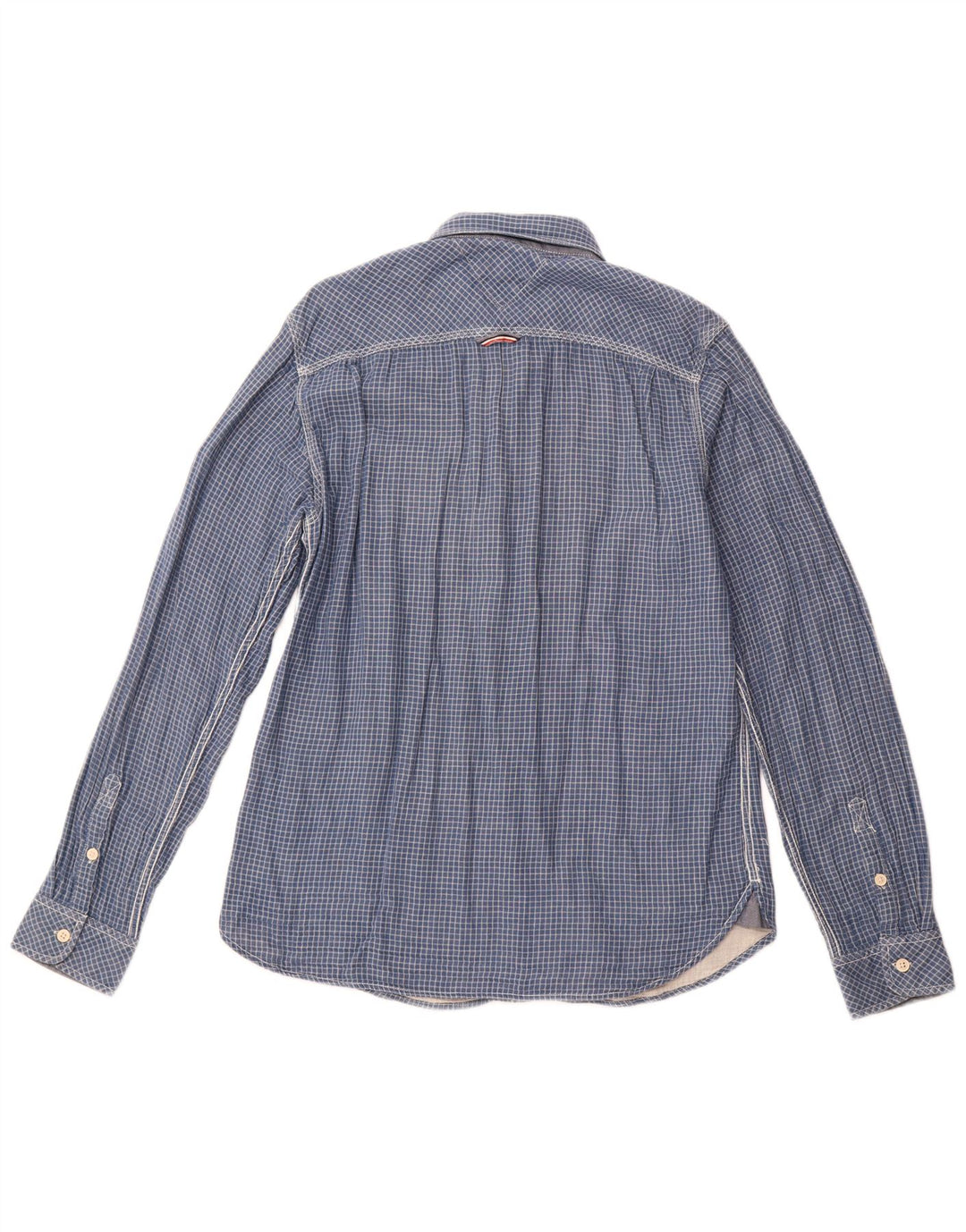 Camisa masculina TOMMY HILFIGER média xadrez azul marinho de algodão