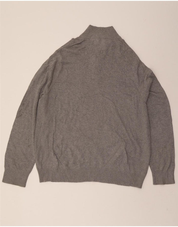 TOMMY HILFIGER Mens Zip Neck Jumper Sweater 2XL Grey Cotton Vintage Tommy Hilfiger and Second-Hand Tommy Hilfiger from Messina Hembry 