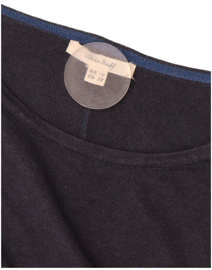 WHITE STUFF Suéter feminino com gola canoa Reino Unido 10 pequeno azul marinho
