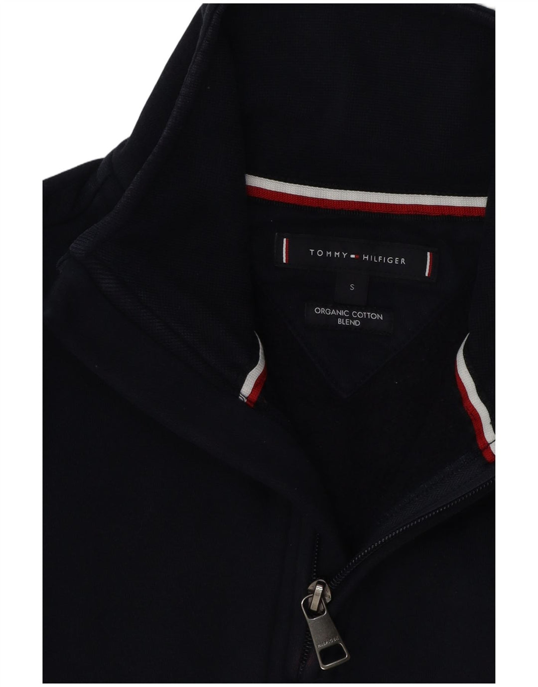 Moletom masculino Tommy Hilfiger com capuz gráfico com zíper e gola pequena azul marinho