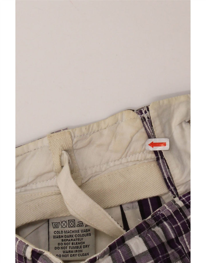 Shorts chino masculino SUPERDRY grande W36 algodão xadrez roxo