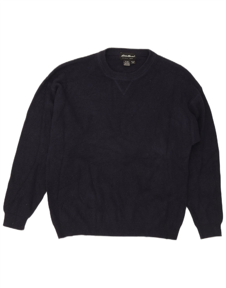 Suéter masculino Eddie Bauer com gola redonda, algodão azul marinho médio