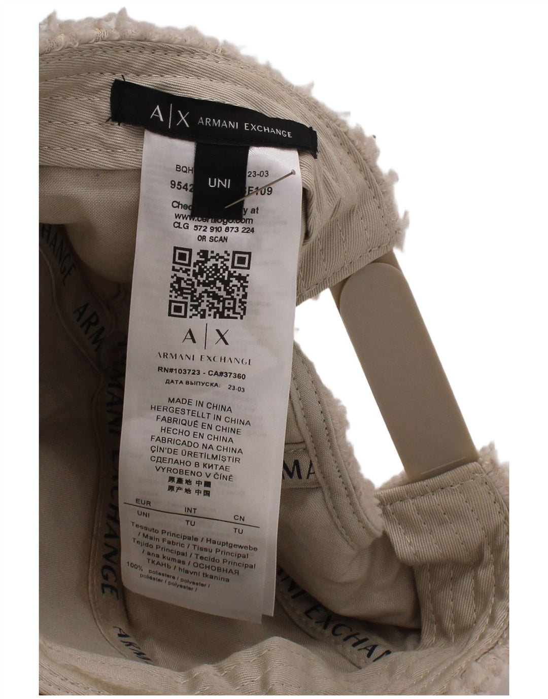 Boné de beisebol masculino de lã Armani Exchange tamanho único poliéster branco