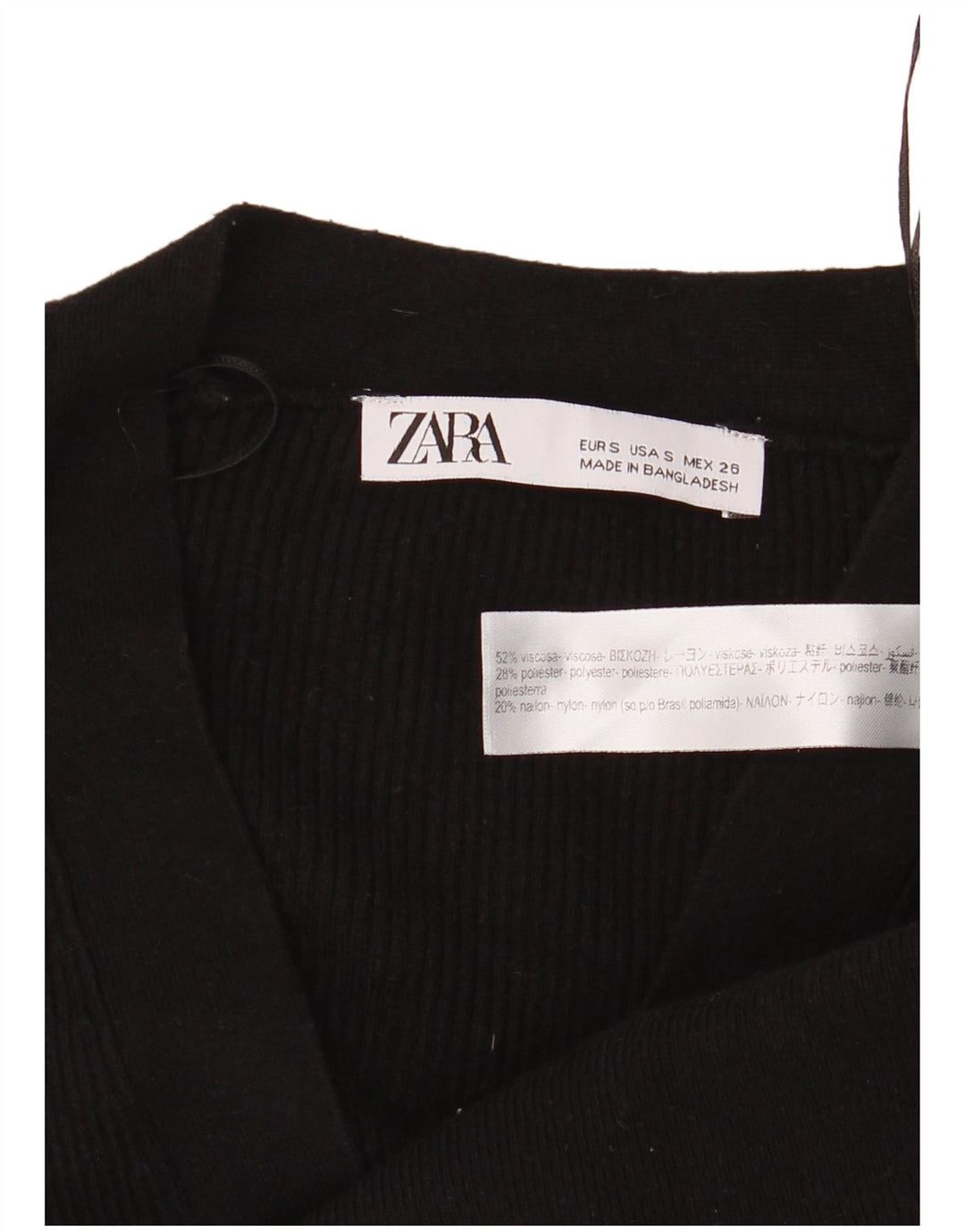 Suéter cardigã feminino Zara cropped grande Reino Unido 10 pequeno preto viscose