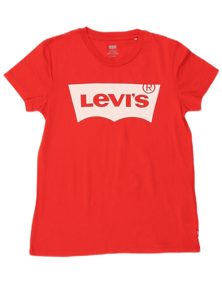 Camiseta feminina gráfica LEVI'S UK 6 XS algodão vermelho