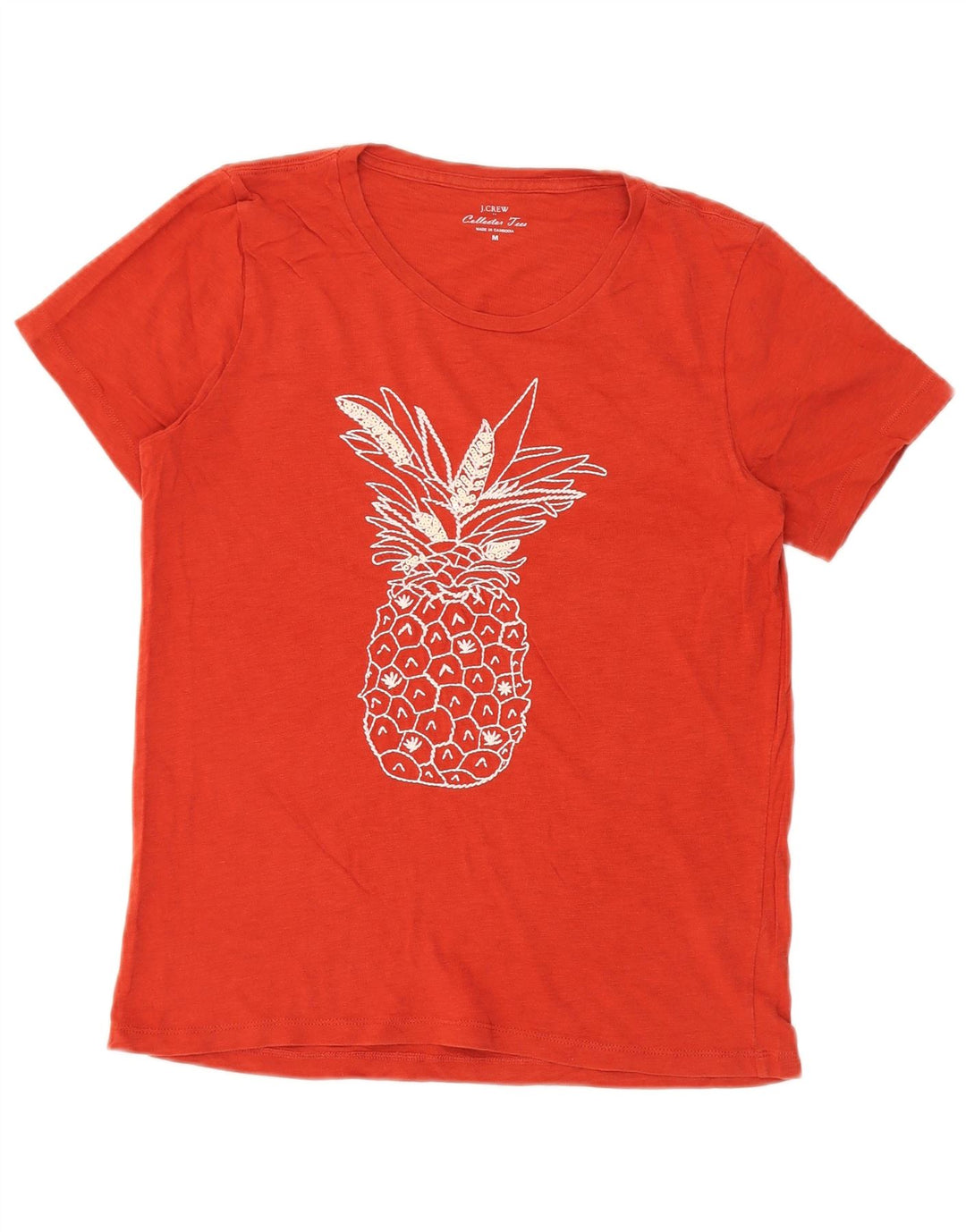 J. CREW Camiseta feminina gráfica Top UK 14 algodão vermelho médio