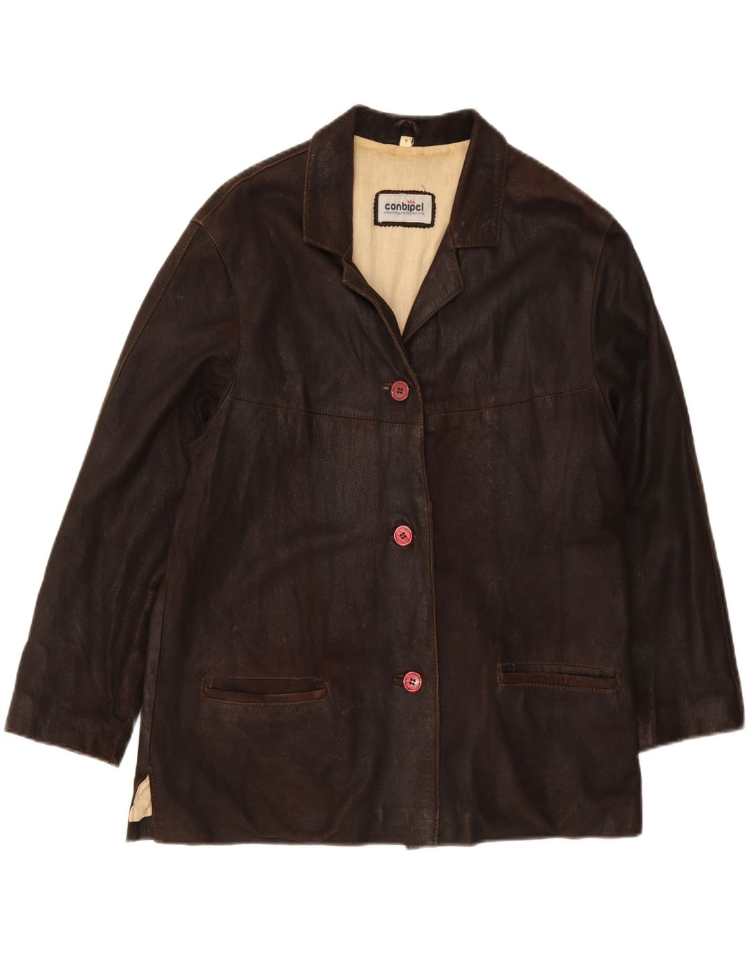 Jaqueta de couro masculina CONBIPEL UK 36 pequena couro marrom