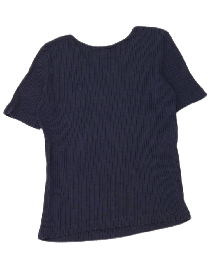 Camiseta feminina Benetton UK 12 médio azul marinho