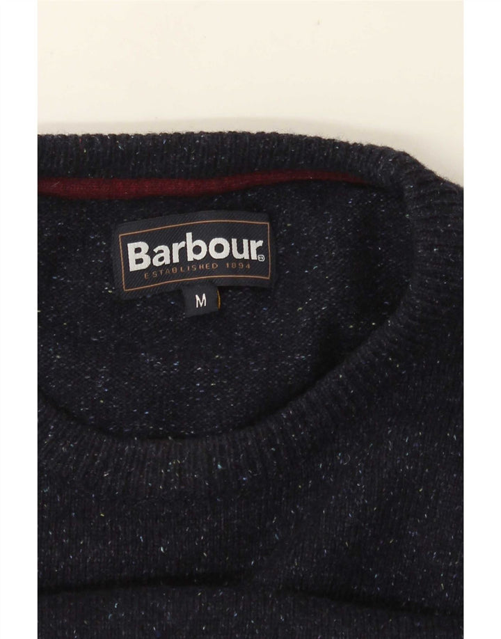 Suéter masculino BARBOUR com gola redonda, médio azul marinho manchado
