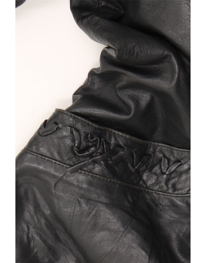 Jaqueta de couro feminina vintage IT 46 grande couro preto