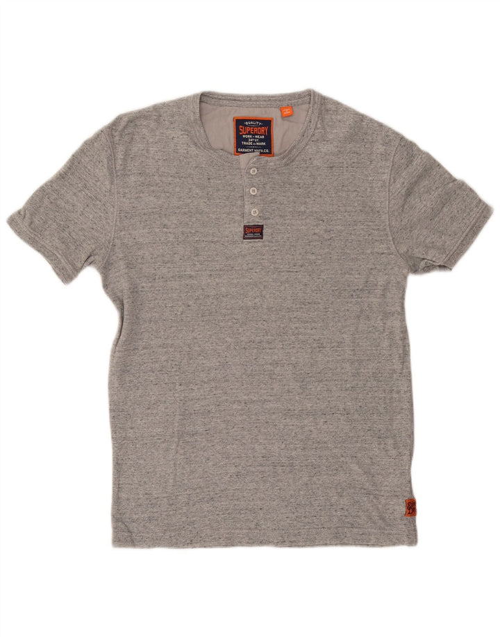 Camiseta masculina Superdry Top grande algodão manchado cinza