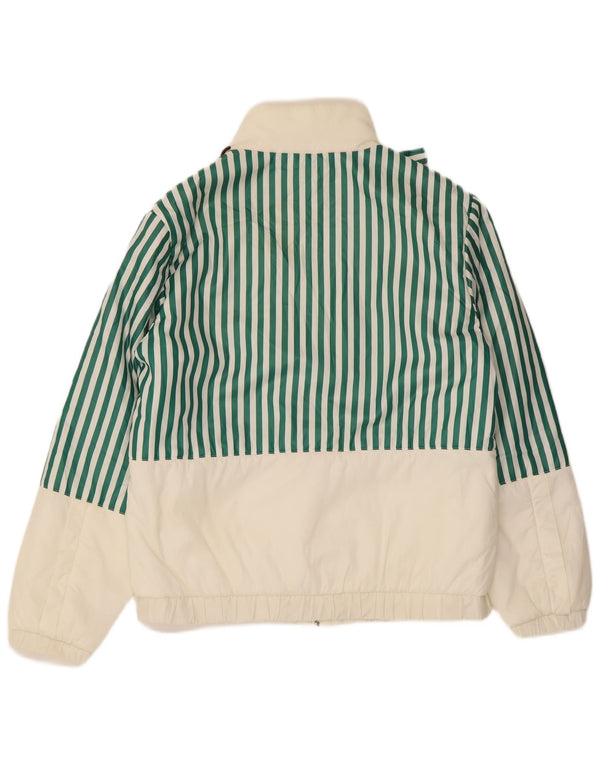 Jaqueta bomber masculina vintage IT 46 poliéster listrado verde pequeno