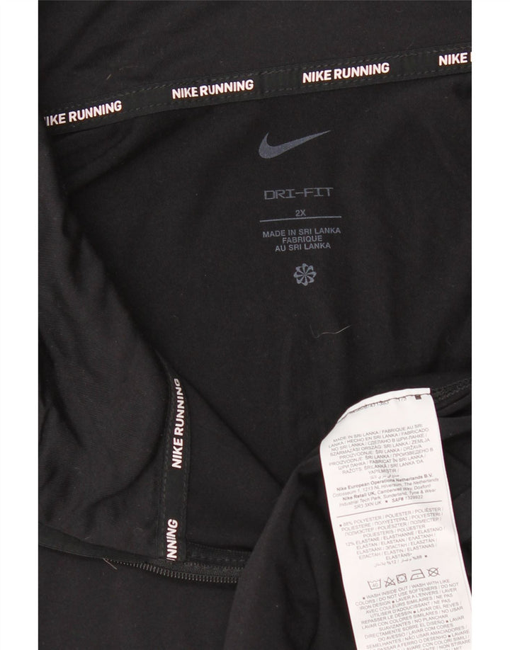 Nike Mens Running Zip Neck Top Manga Longa 2XL Poliéster Preto