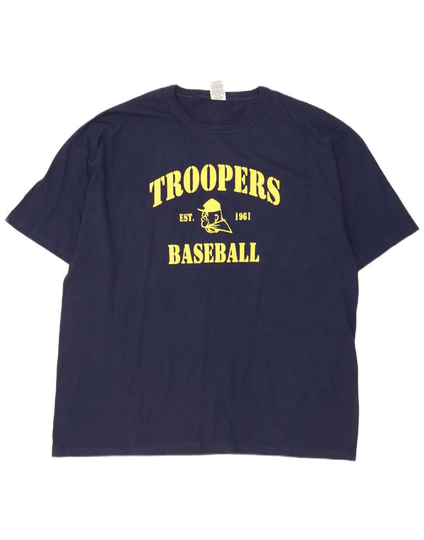 Russell Athletic Mens Troopers Camiseta com estampa de beisebol Top 2XL Azul marinho