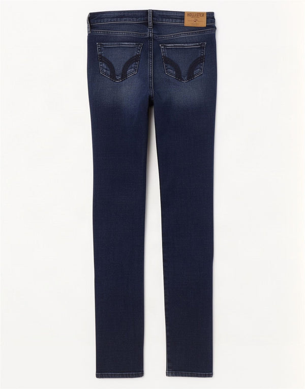 Jeans skinny femininos Hollister US 0 XS W24 L31 algodão azul marinho