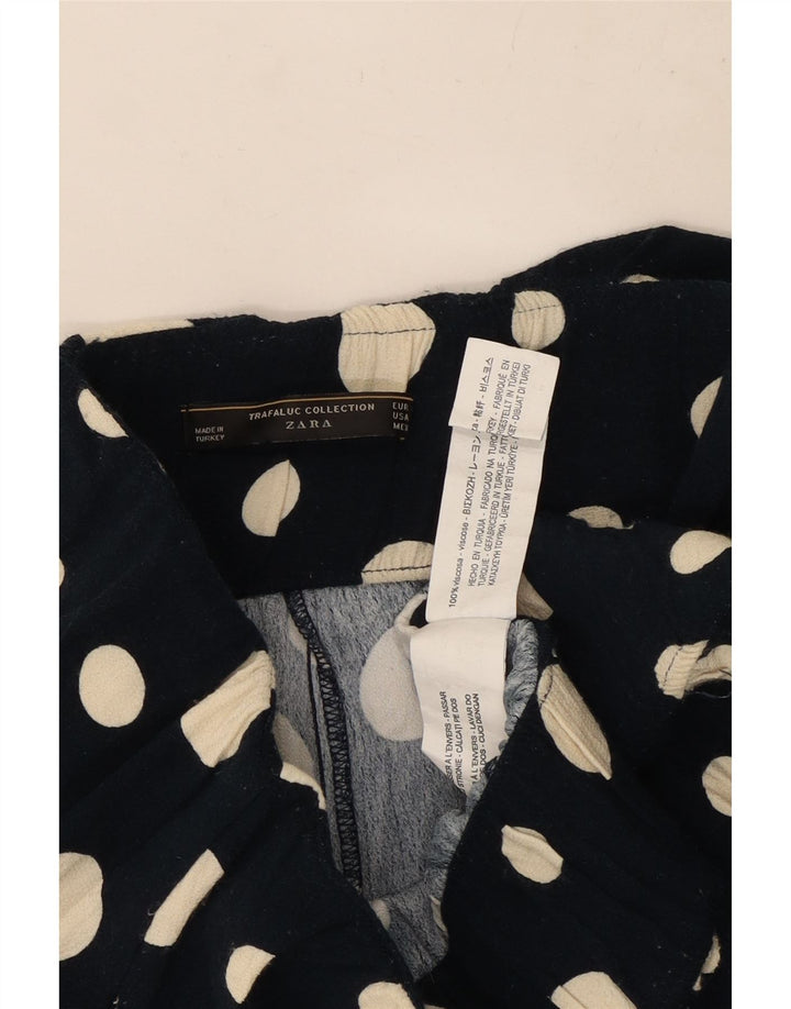 Zara Shorts feminino casual grande W32 preto bolinhas viscose