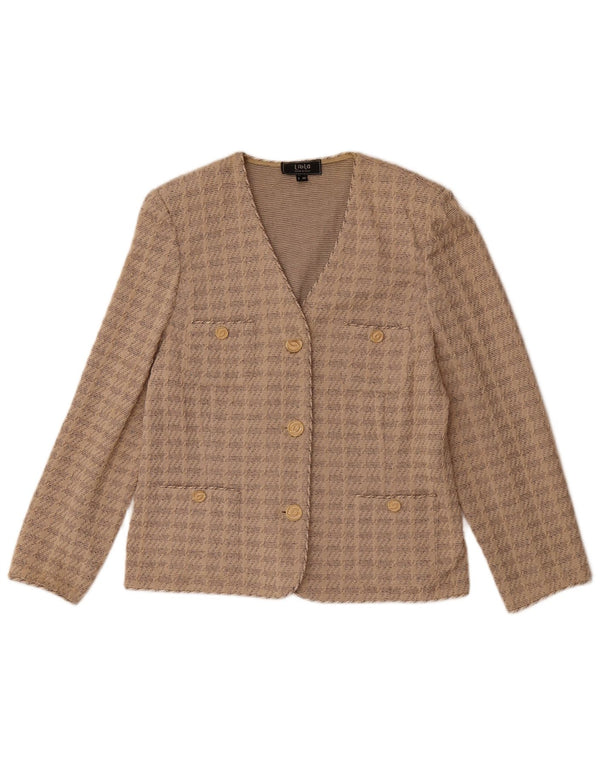 Jaqueta blazer feminina Liola com 3 botões e manga 3/4 Reino Unido 16 grande algodão bege