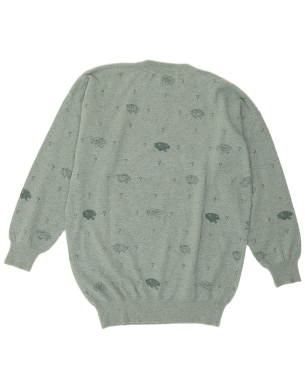 Suéter feminino Krizia Poi Graphic com gola redonda Reino Unido 18 XL lã verde