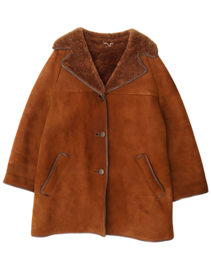 Casaco feminino grande de shearling Morlands Reino Unido 16 grande pele de carneiro marrom