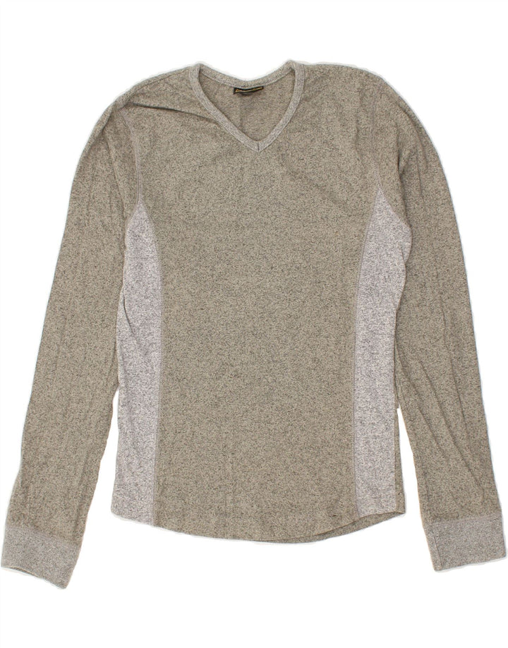 LEE Womens Top Long Sleeve UK 12 Medium Grey Colourblock Cotton | Vintage Lee | Thrift | Second-Hand Lee | Used Clothing | Messina Hembry 