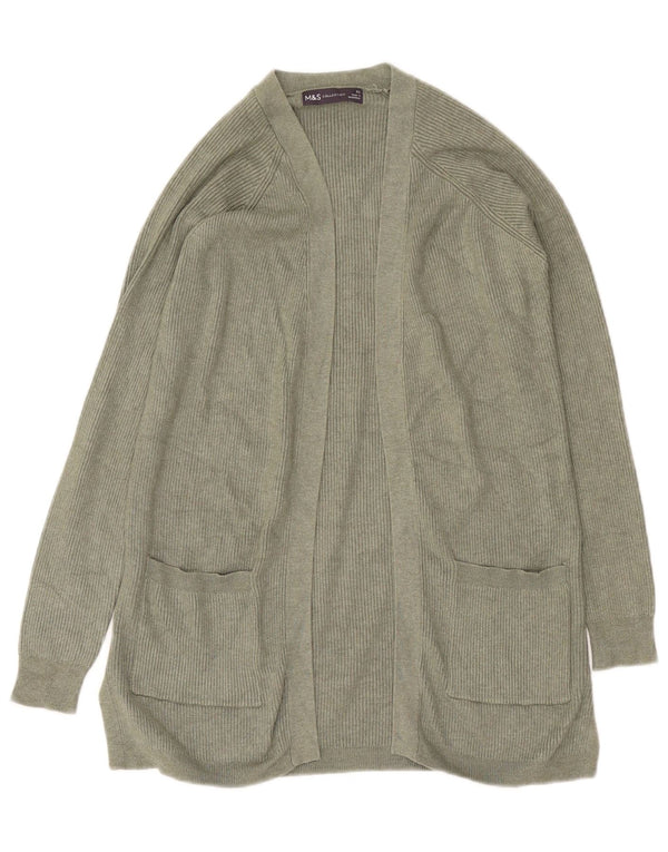 Suéter cardigã aberto feminino Marks & Spencer Reino Unido 10 viscose verde pequena