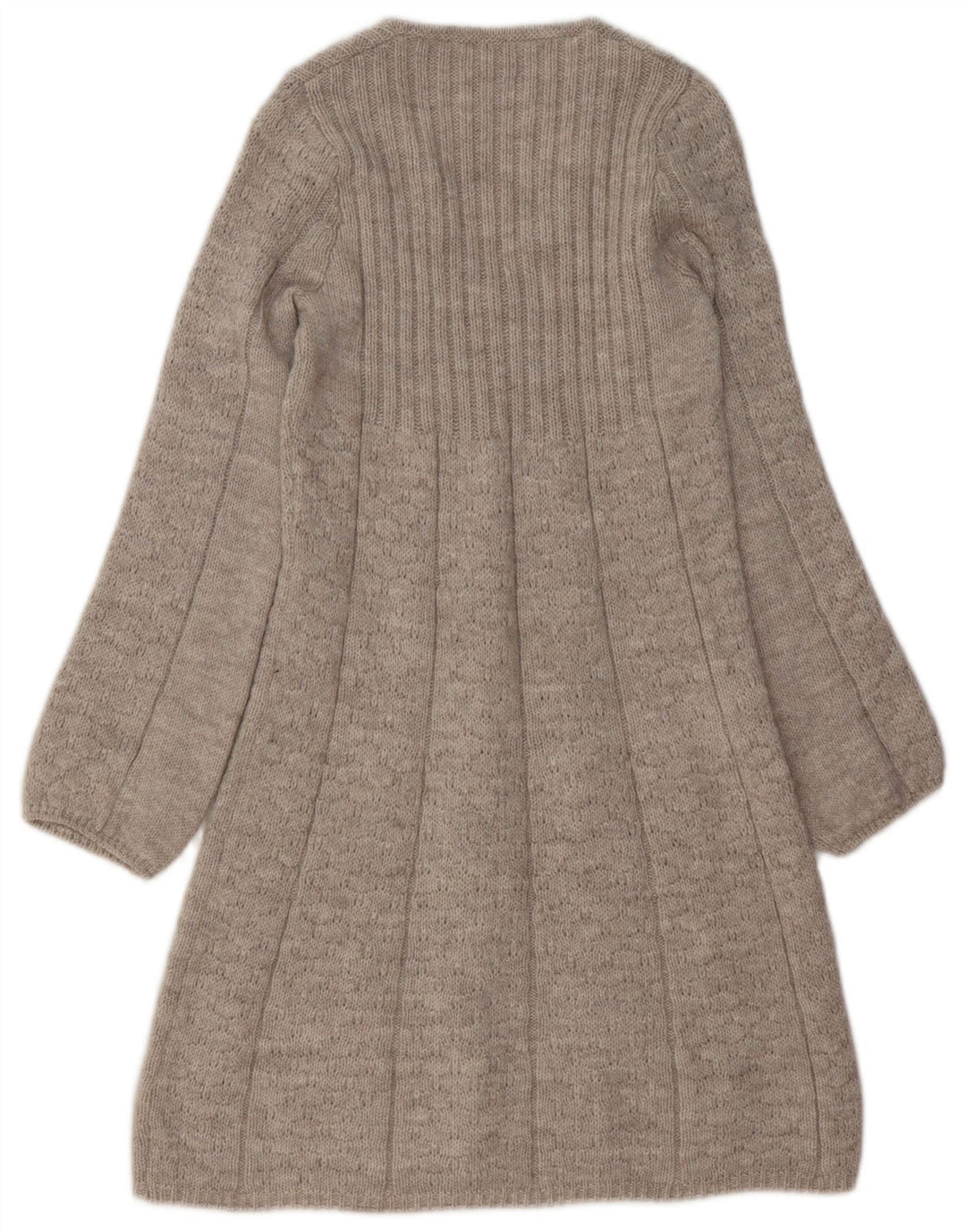 Vestido jumper feminino VINTAGE Reino Unido 10 pequeno acrílico bege