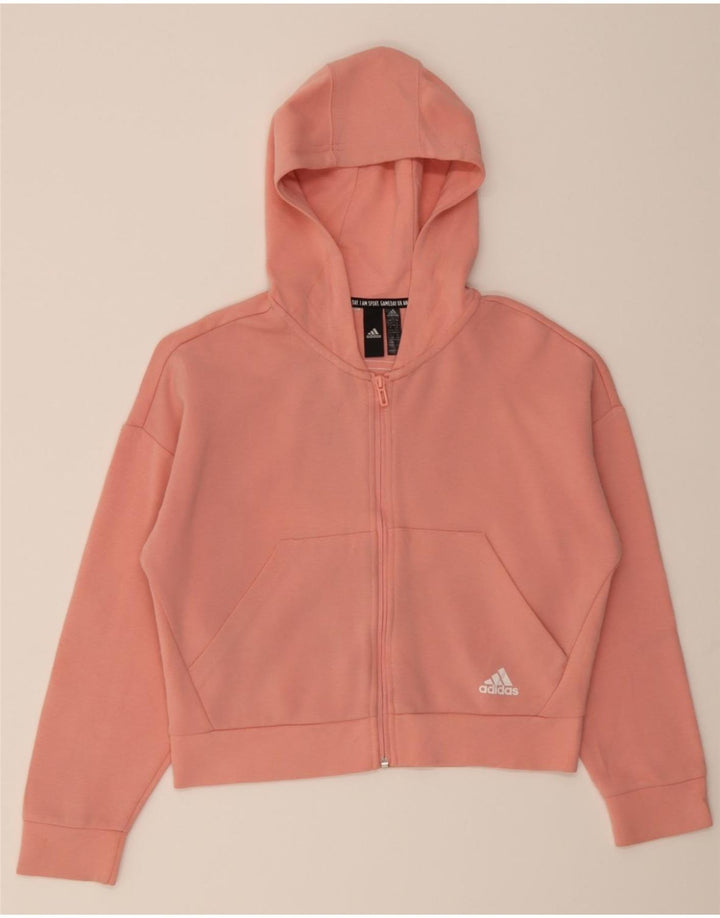 ADIDAS Girls Zip Hoodie Sweater 11-12 Years Pink Vintage Adidas and Second-Hand Adidas from Messina Hembry 