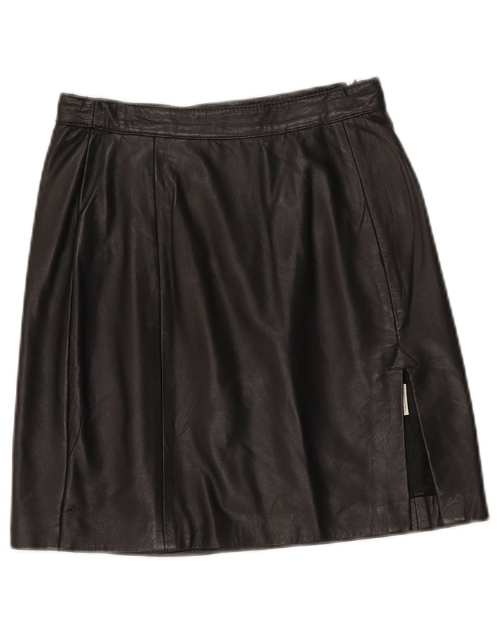 Mini saia de couro feminina vintage W24 XS preta