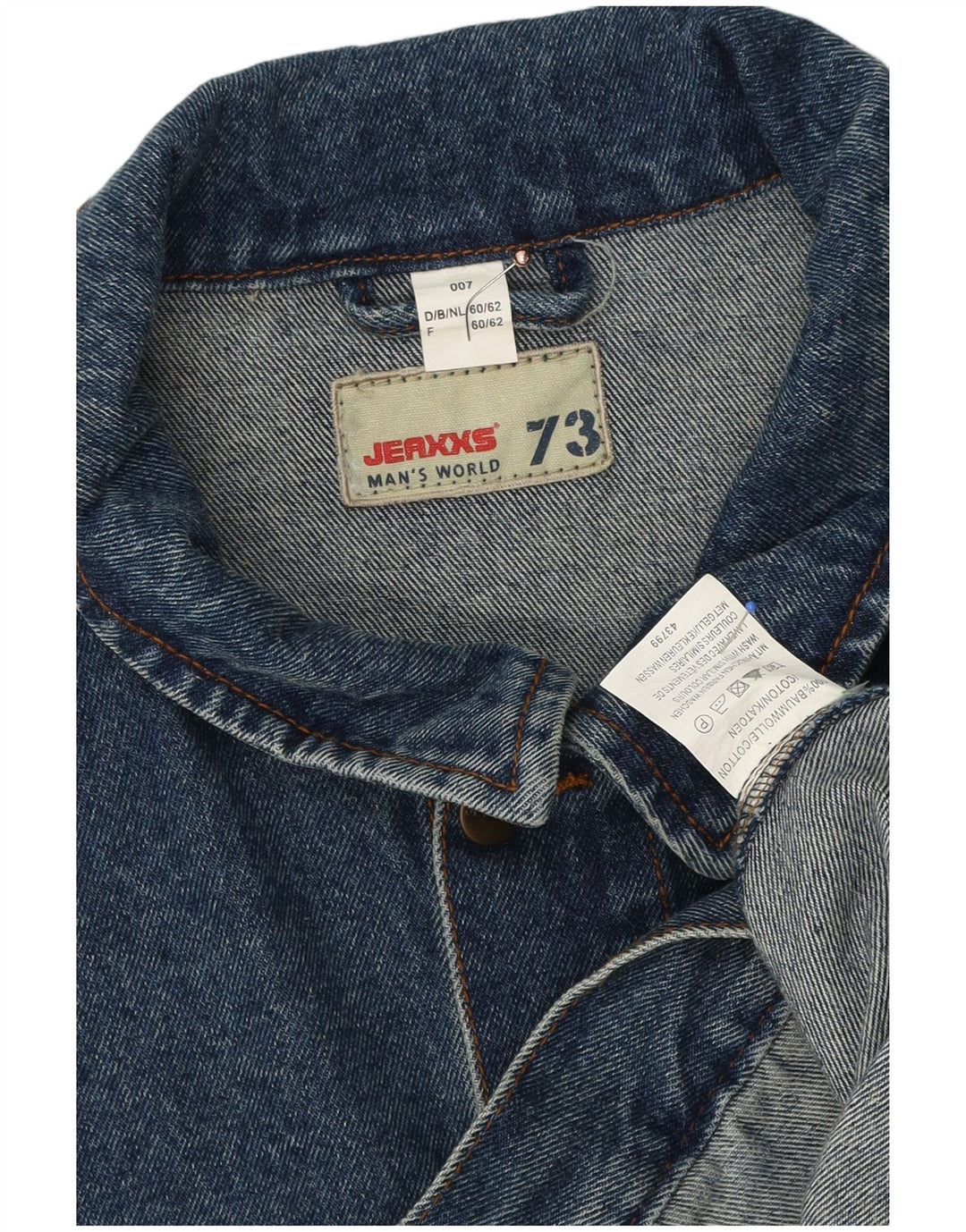 Jaqueta jeans masculina Jeaxxs IT 60/62 5XL algodão azul