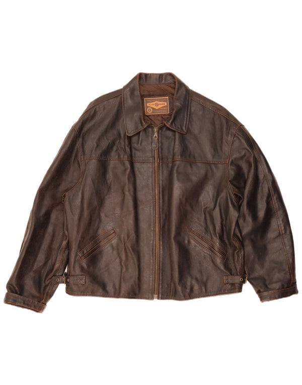 Jaqueta de couro masculina Alan Gordon Reino Unido 42 XL couro marrom