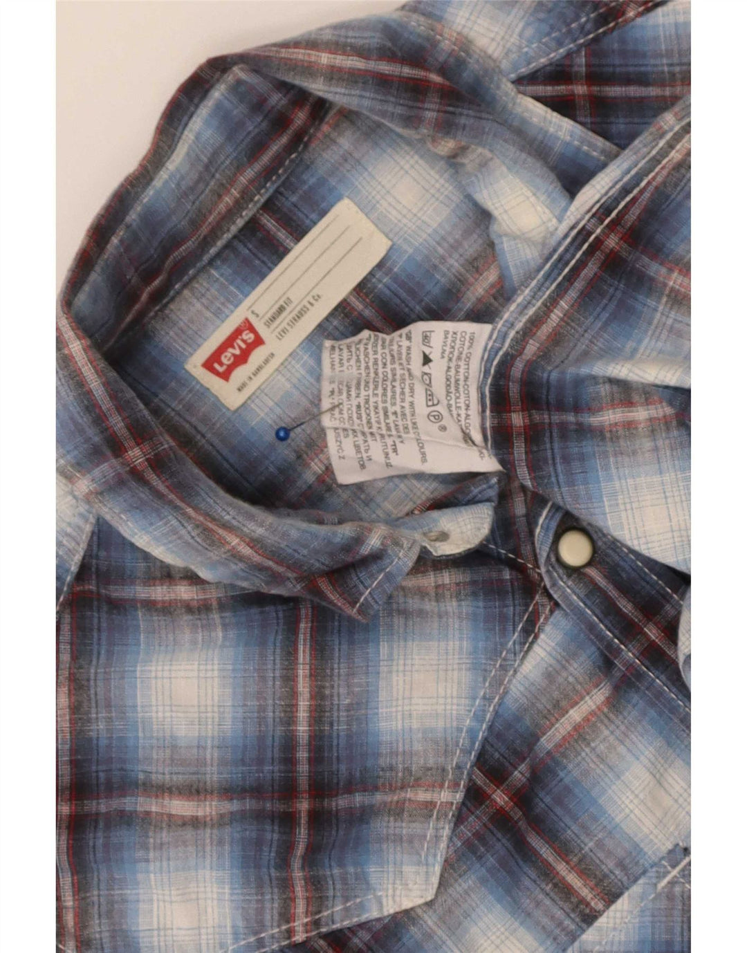 Camisa masculina Levi's Standard Fit pequena azul xadrez de algodão