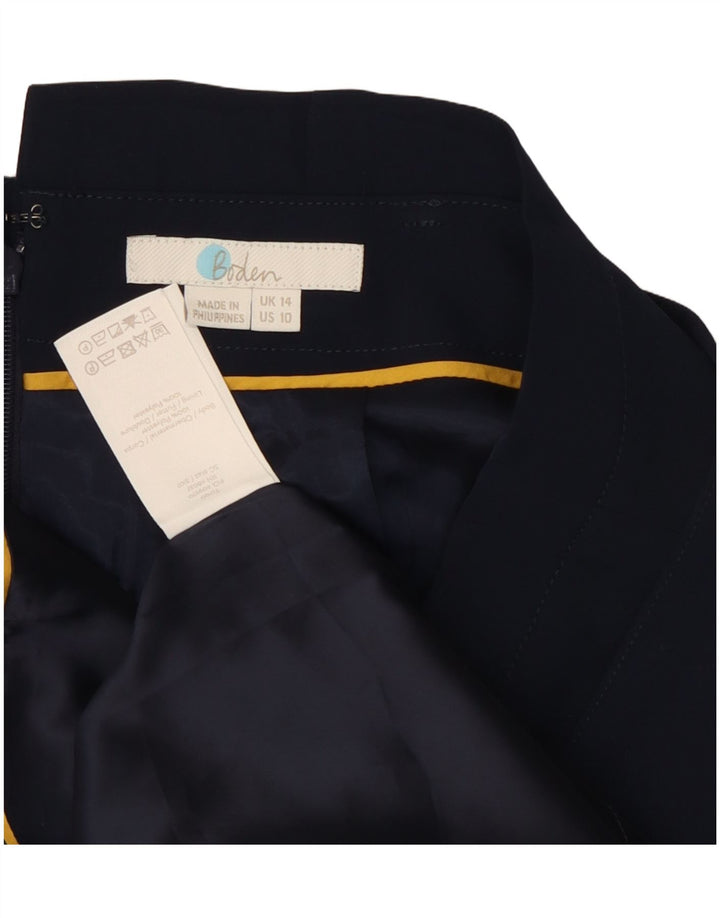 Saia lápis midi feminina Boden Reino Unido 14 grande W32 azul marinho poliéster