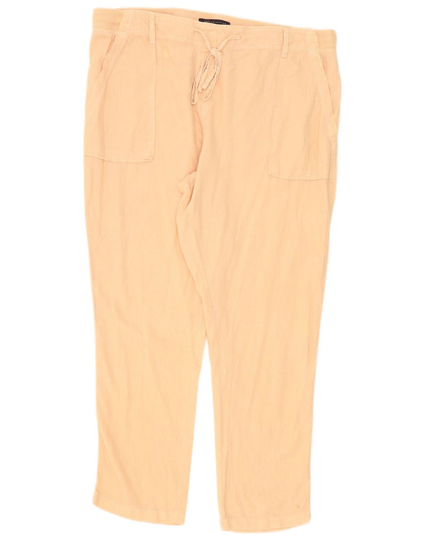 Calça casual justa feminina Marks & Spencer Reino Unido 16 grande W36 L28 linho rosa