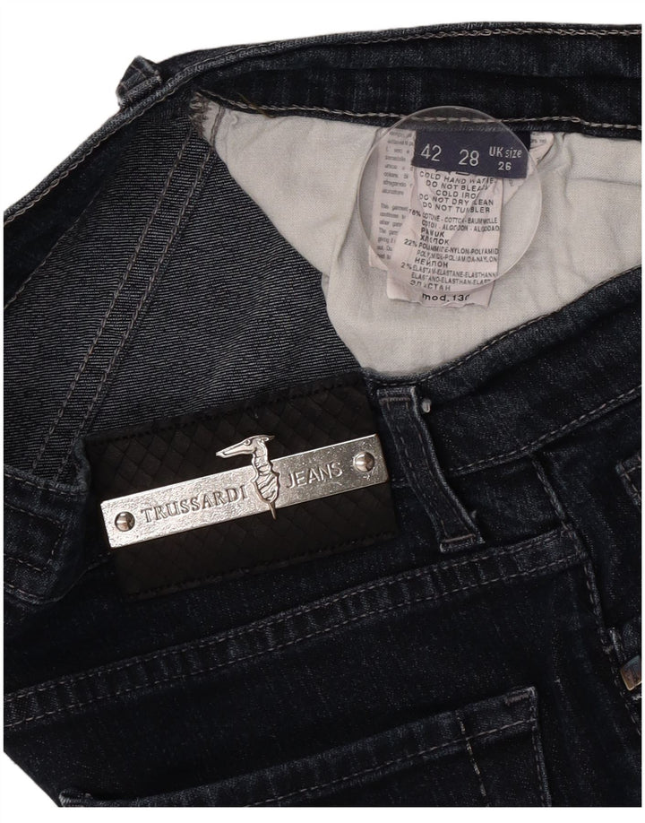 Jeans retos femininos Trussardi W26 L30 algodão azul marinho
