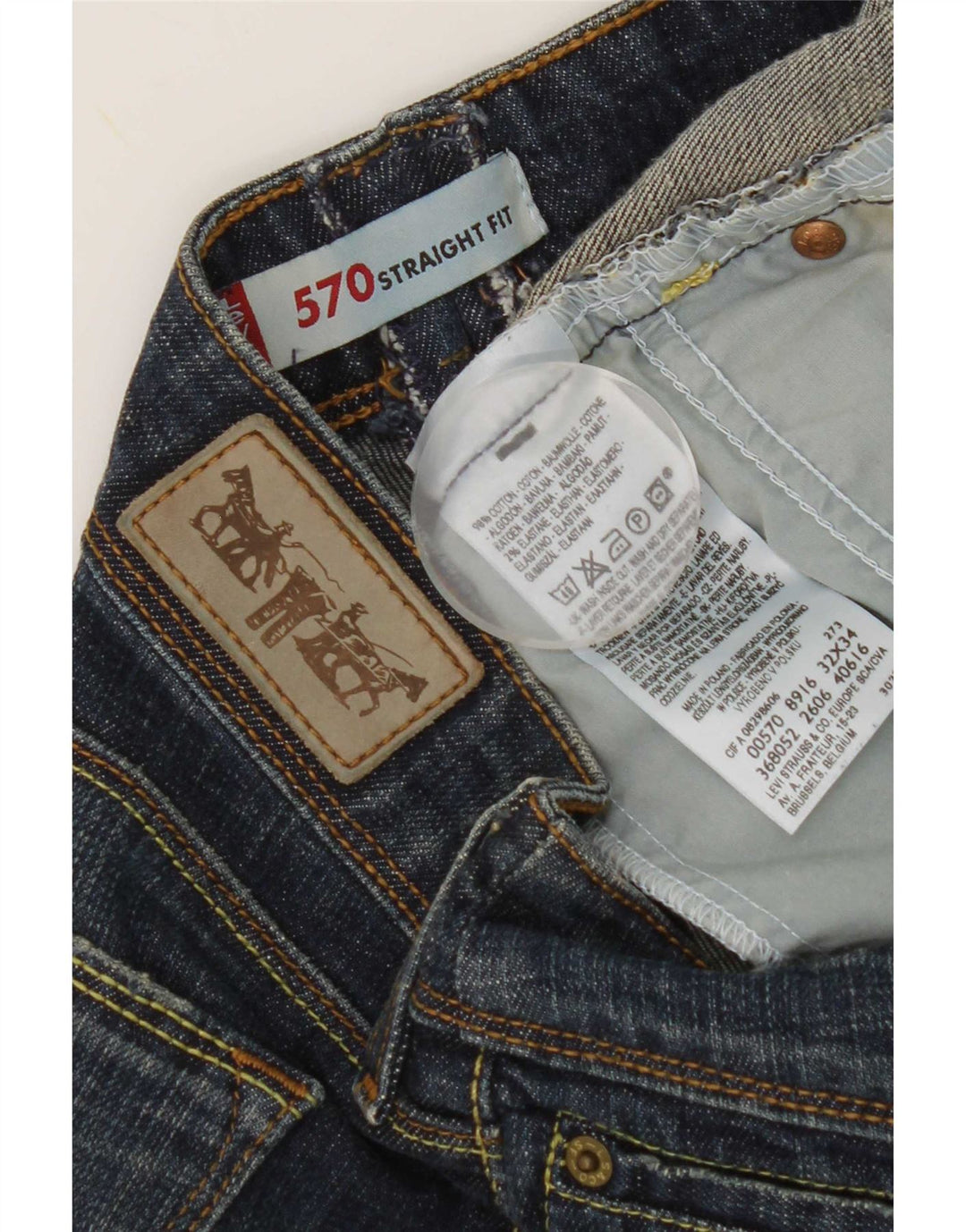 Calça jeans feminina Levi's 570 Straight W32 L29 azul marinho algodão