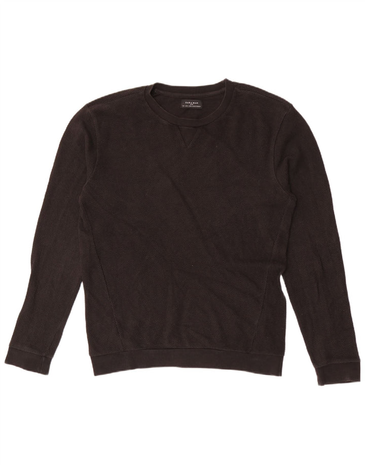 Suéter masculino Zara com gola redonda, grande algodão preto