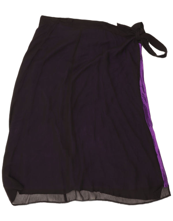 Vintage Womens Wrap Skirt One Size W48 Black Viscose