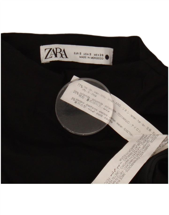 Zara Womens Crop One Ombro Top Reino Unido 8 Pequeno Linho Preto
