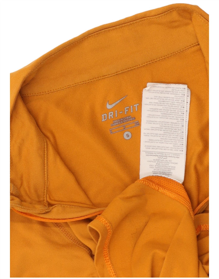 NIKE Womens Dri Fit Zip Neck Pullover Treino Top Reino Unido 10 Pequeno Amarelo