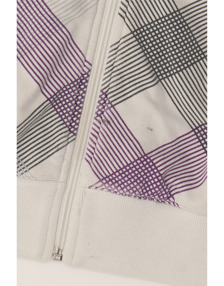 Sergio Tacchini moletom com capuz feminino UK 8 pequeno xadrez branco