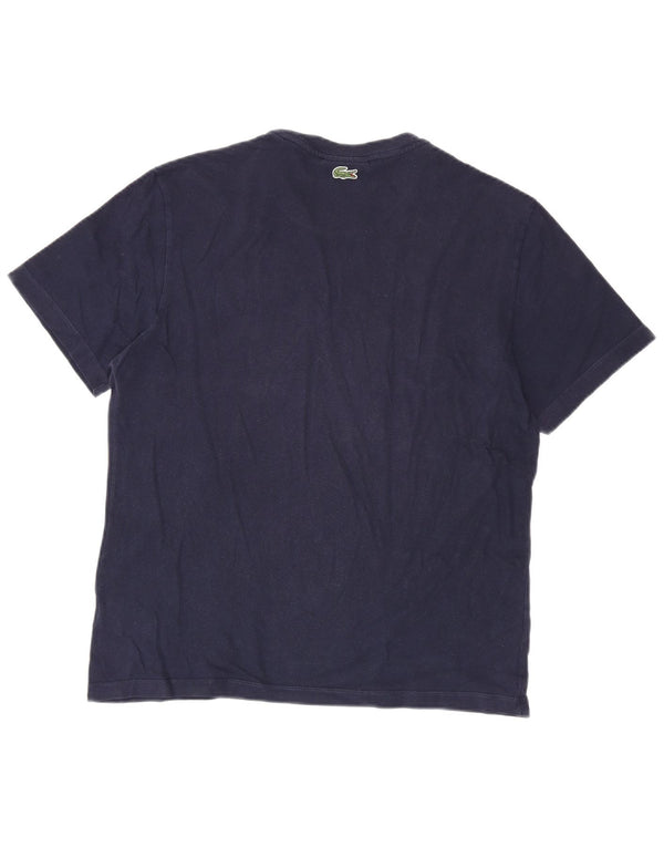 Camiseta masculina Lacoste Regular Fit gráfica tamanho superior 5 grande algodão azul marinho
